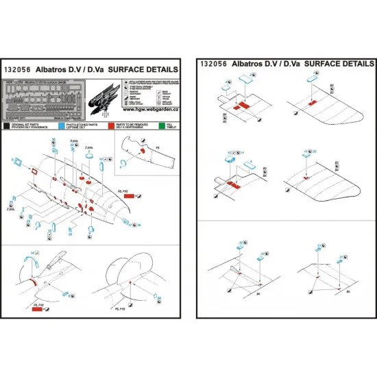 Hgw 132056 1/32 Albatros D V / D Va Surface Details For Wingnut Wings And Roden