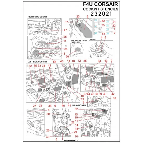 Hgw 232021 1/32 Decal For F4u Cockpit Stencils