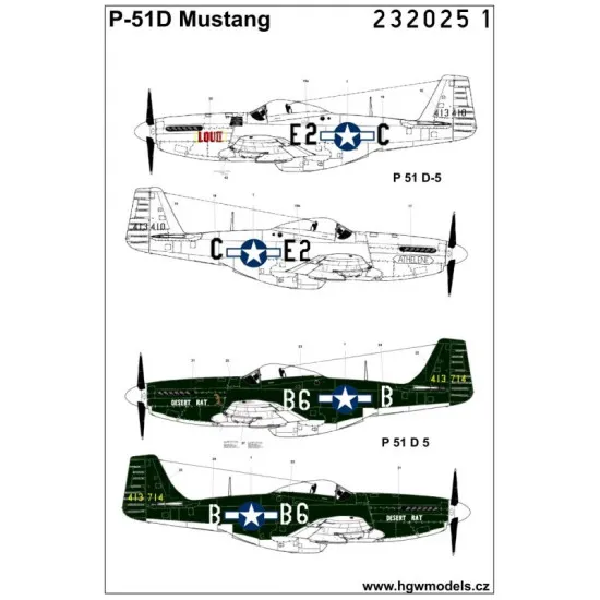 Hgw 232025 1/32 Decal For P-51d/K Mustang For Tamiya And Revell