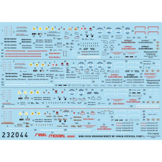 Hgw 232044 1/32 Decal For Messerschmitt Bf109 G/K Stencils Part I
