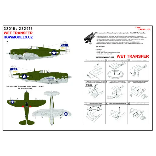 Hgw 232916 1/32 Decal For P-47 D Razorback Over New Guinea Pt 3