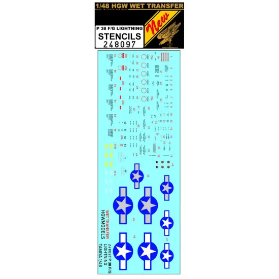 Hgw 248097 1/48 Decal For P-38 Lightning Stencils Accessories For Aircraft