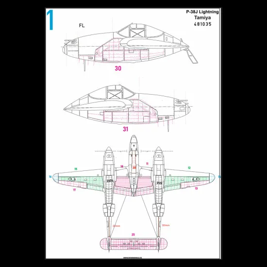 Hgw 481035 1/48 P-38j Lightning Riveting Set For Tamiya