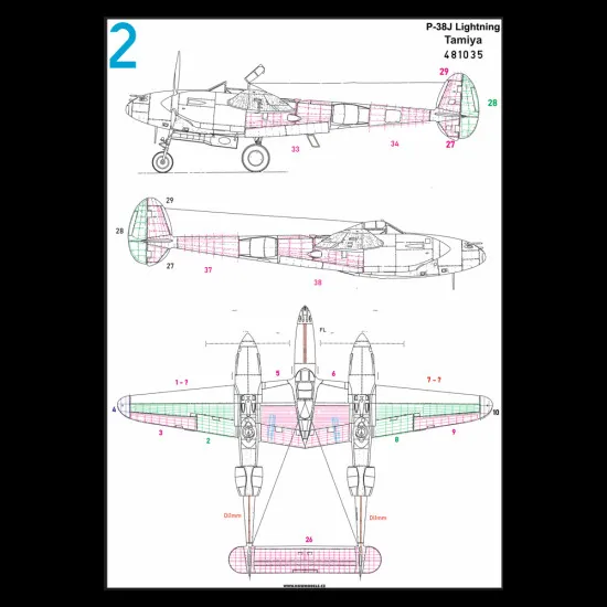 Hgw 481035 1/48 P-38j Lightning Riveting Set For Tamiya