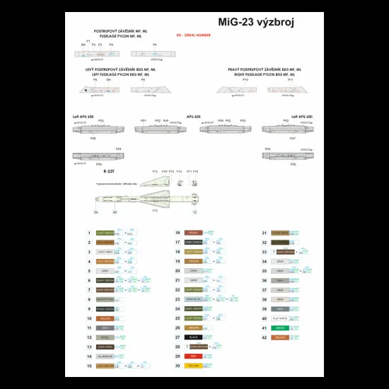 Hgw 532068 1/32 Mig-23 Standard Decals Stencils