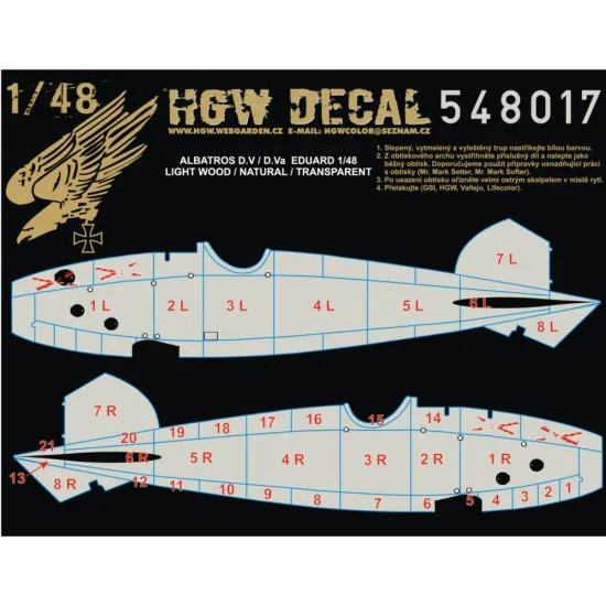 Hgw 548017 1/48 Albatros D V D Va Light Wood Y Transparent For Eduard