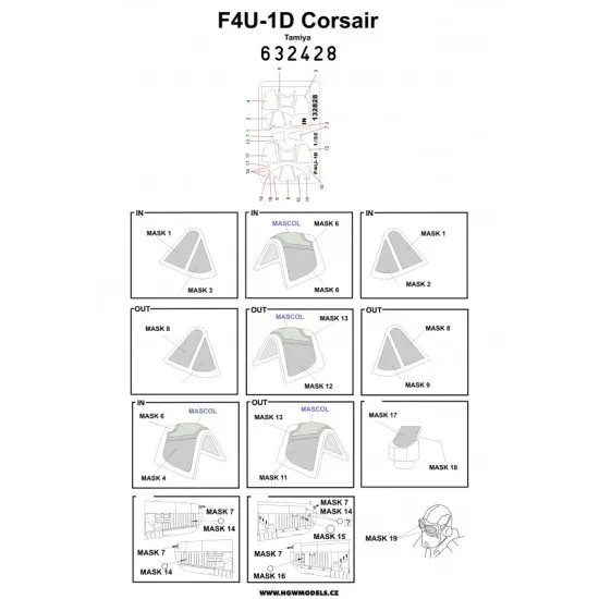 Hgw 632428 1/32 Mask For F4u-1d Corsair For Tamiya Accessories For Aircraft