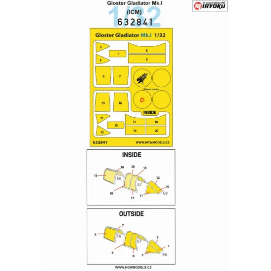 Hgw 632841 1/32 Mask For Gloster Gladiator Mk I For Icm Accessories For Aircraft