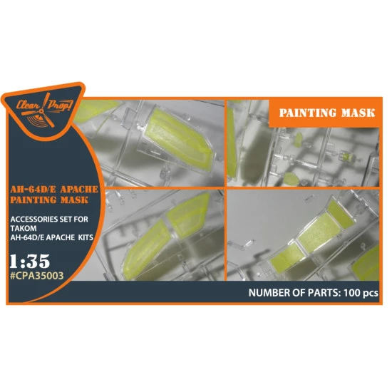 Clear Prop 35003 1/35 Ah 64d E Apache Painting Mask On Yellow Kabuki Paper For Takom Kit