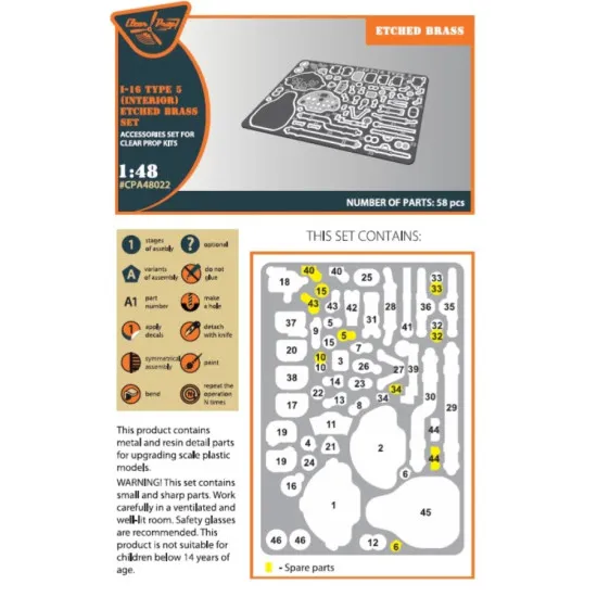 Clear Prop 48022 1/48 I 16 Type 5 Interior Pe Parts For Cp Kits Accessories Model Kit
