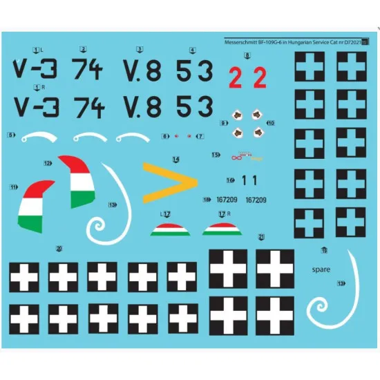 Sbs D48021 1/48 Messerschmitt Bf 109g 6 In Hungarian Service Vol Ii Decal Model