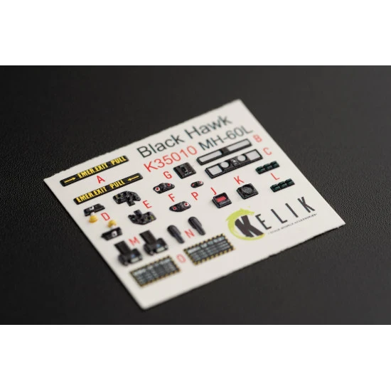 Kelik K35010 1/35 Mh 60l Black Hawk Interior 3d Decals For Kitty Hawk Kit