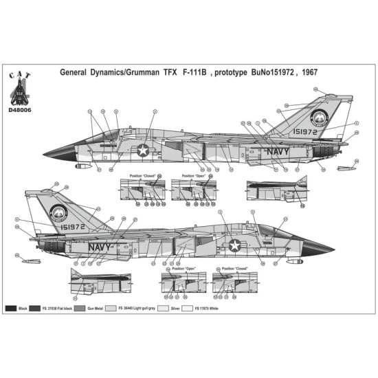 Cat4-d48006 1/48 F 111b Navy 151970 71 72 Accessories For Aircraft
