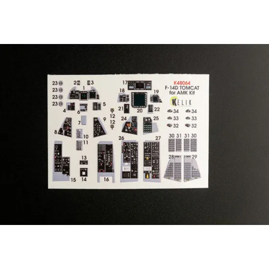 Kelik K48064 1/48 F 14d Tomcat Interior 3d Decals For Amk Kit