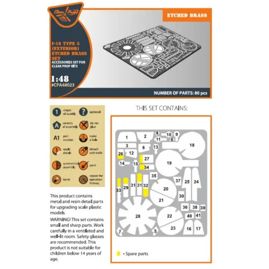 Clear Prop 48023 1/48 I 16 Type 5 Exterior Pe Parts For Cp Kits
