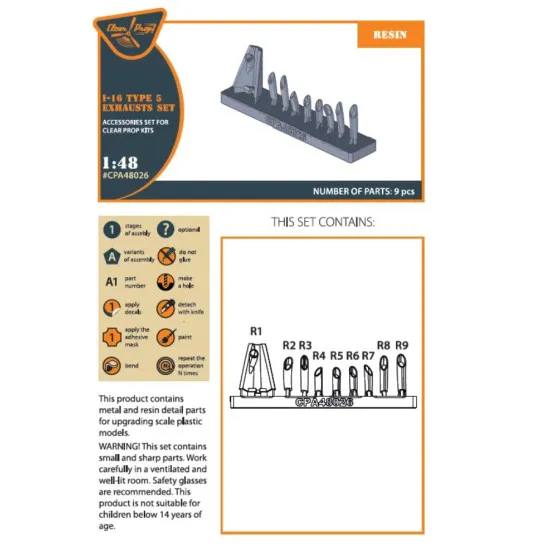 Clear Prop 48026 1/48 I-16 Type 5 Resin Exhausts For Cp Kits Resin Model
