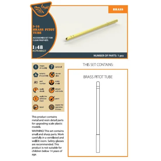 Clear Prop 48027 1/48 I 16 Brass Pitot Tube Accessories Kit