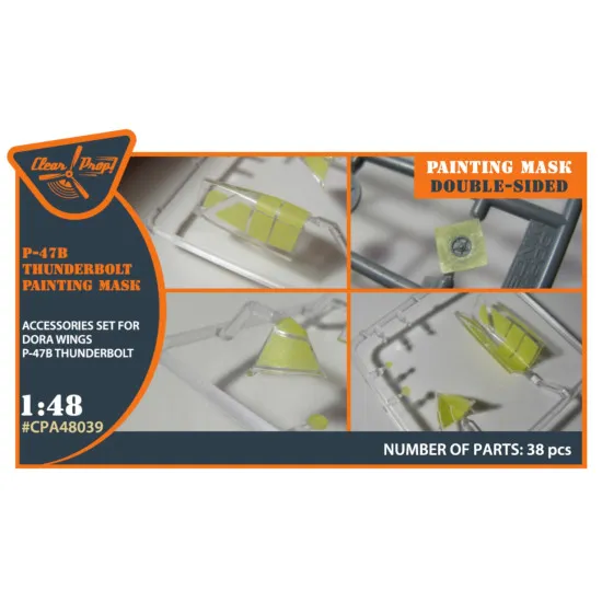 Clear Prop 48039 1/48 P 47b Thunderbolt Double Sided Painting Mask On Yellow Kabuki Paper For Dora Wings Kit