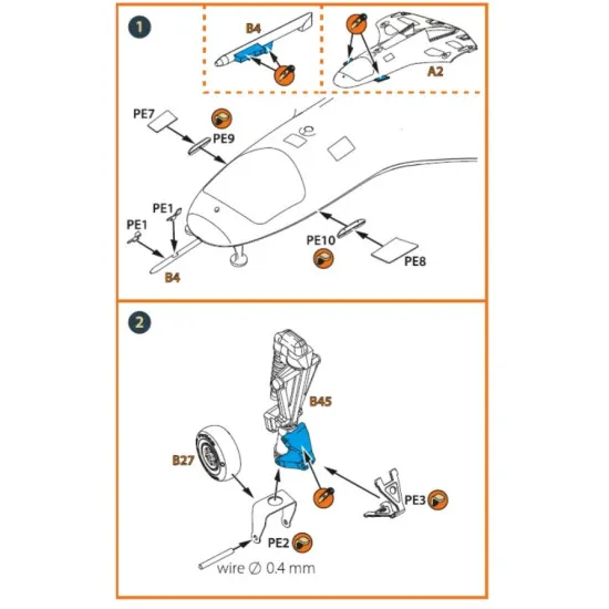 Clear Prop 72087 1/72 Tb 2 Pe Parts And Painting Mask On Yellow Kabuki Paper X2 Set For Cp Kits