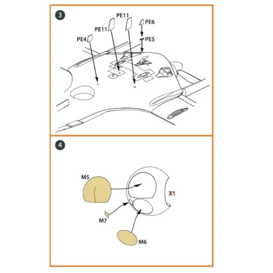 Clear Prop 72087 1/72 Tb 2 Pe Parts And Painting Mask On Yellow Kabuki Paper X2 Set For Cp Kits