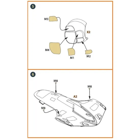 Clear Prop 72087 1/72 Tb 2 Pe Parts And Painting Mask On Yellow Kabuki Paper X2 Set For Cp Kits