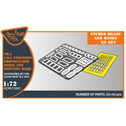 Clear Prop 72087 1/72 Tb 2 Pe Parts And Painting Mask On Yellow Kabuki Paper X2 Set For Cp Kits