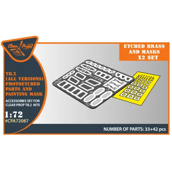 Clear Prop 72087 1/72 Tb 2 Pe Parts And Painting Mask On Yellow Kabuki Paper X2 Set For Cp Kits