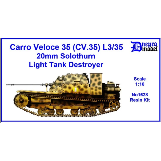 Dnepro Model 1628 1/16 Carro Veloce 35 Cv 35 L3 35 20mm Solothurn Light Tank Destroyer Wwii