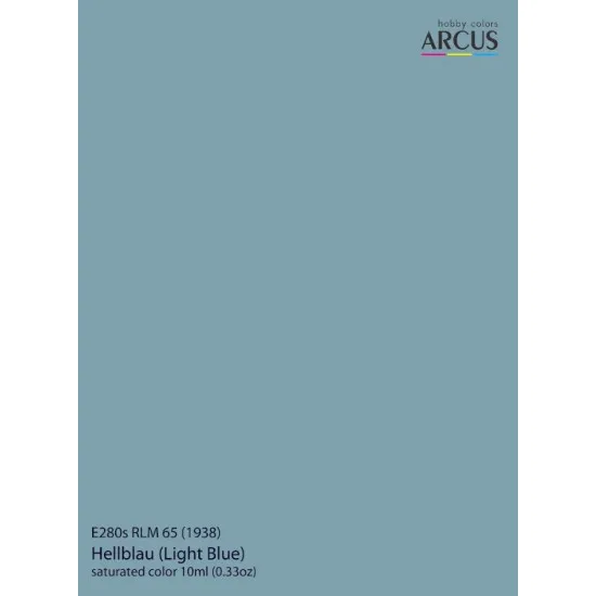Arcus 280 Enamel Paint Luftwaffe Rlm 65 1938 Hellblau Light Blue Saturated Color