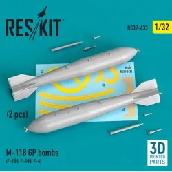 Reskit Rs32-0433 1/32 M 118 Gp Bombs 2 Pcs F 105 F 100 F 4 3d Printing