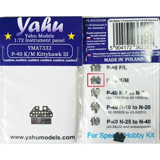 Yahu Model Yma7332 1/72 P-40 K/M Kittyhawk Iii For Special Hobby Accessories Kit