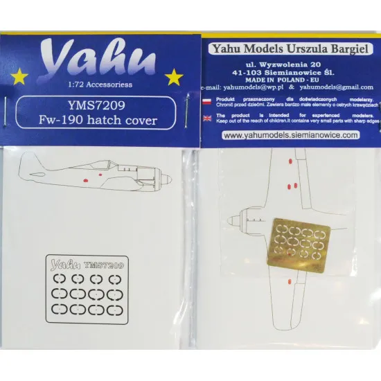 Yahu Model Yms7209 1/72 Fw-190 Hatch Cover Accessories For Aircraft