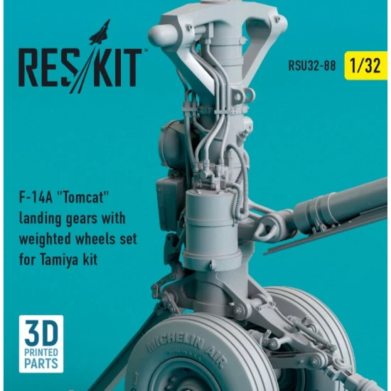Reskit Rsu32-0088 1/32 F14a Tomcat Landing Gears With Weighted Wheels Set For Tamiya Kit 3d Printing