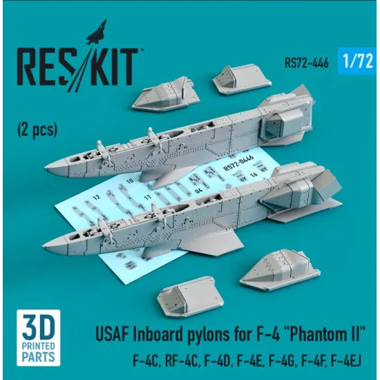 Reskit Rs72-0446 1/72 Usaf Inboard Pylons For F4 Phantom 2 Pcs F4c Rf4c F4d F4e F4g F4f F4ej 3d Printing