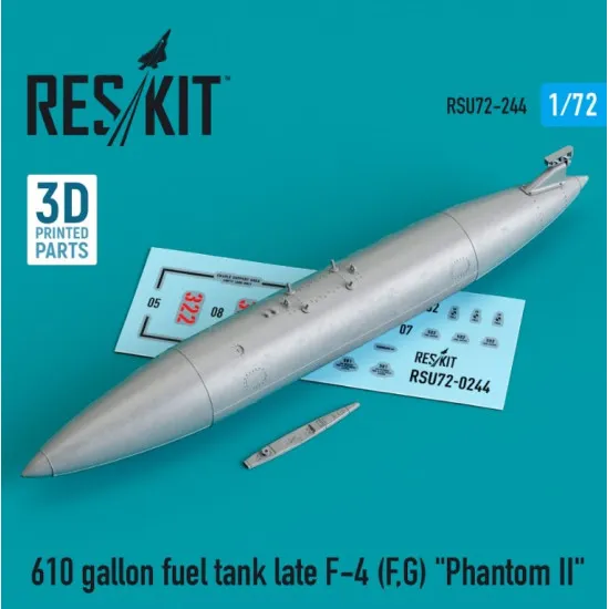 Reskit Rsu72-0244 1/72 610 Gallon Fuel Tank Late F4 F G Phantom 3d Printing