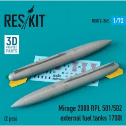 Reskit Rsu72-0245 1/72 Mirage 2000 Rpl 501 502 External Fuel Tanks 1700lt 2 Pcs 3d Printing