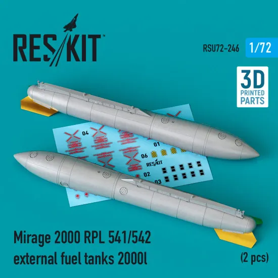 Reskit Rsu72-0246 1/72 Mirage 2000 Rpl 541 542 External Fuel Tanks 2000lt 2 Pcs 3d Printing