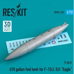 Reskit Rsu72-0251 1/72 610 Gallon Fuel Tank For F15 J Dj Eagle 3d Printing
