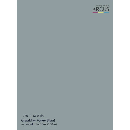 Arcus A258 Acrylic Paint Luftwaffe A258s Rlm84b Graublau Grey Blue Saturated Color