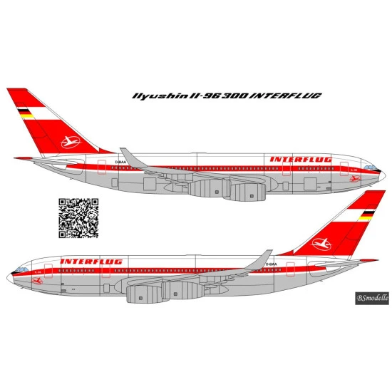 Bsmodelle 144597 1/144 Tupolev Ilyushin Il 96 Interflug Decal Model