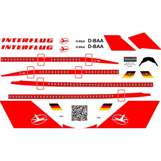 Bsmodelle 144597 1/144 Tupolev Ilyushin Il 96 Interflug Decal Model
