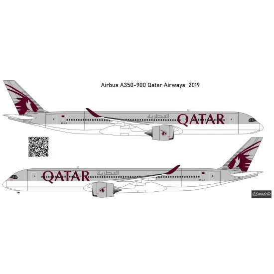 Bsmodelle 144602 1/144 Airbus A350 Qatar Airways Decal Model