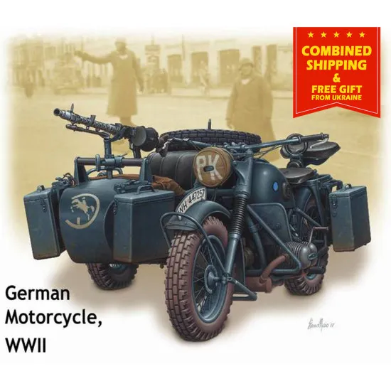 Master Box 3528 1/35 Wwii German Motorcycle Plastic Model