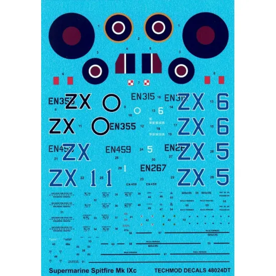 Techmod 48024 1/48 Supermarine Spitfire Mk.ix 1943 N.africa Aircraft Wet Decal