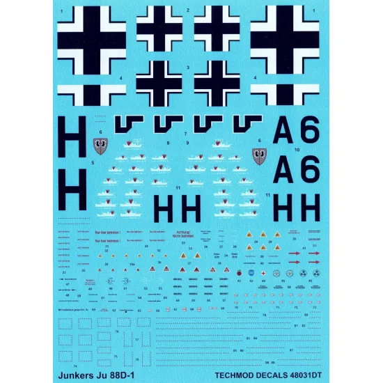 Techmod 48031 1/48 Junkers Ju-88d-1 Wet Decal Wwii