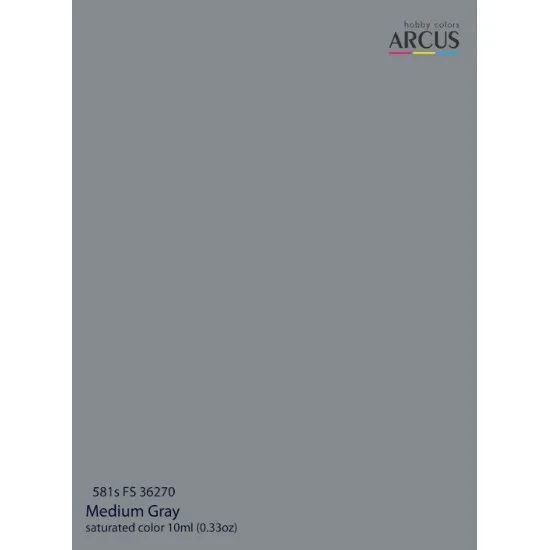 Arcus A581 Acrylic Paint Fs 36270 Medium Gray Saturated Color