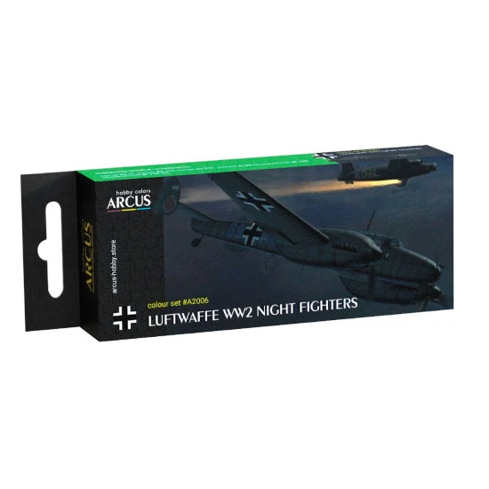 Arcus A2006 Acrylic Paints Set Luftwaffe Ww2 Night Fighters 6 Colors In Set 10ml