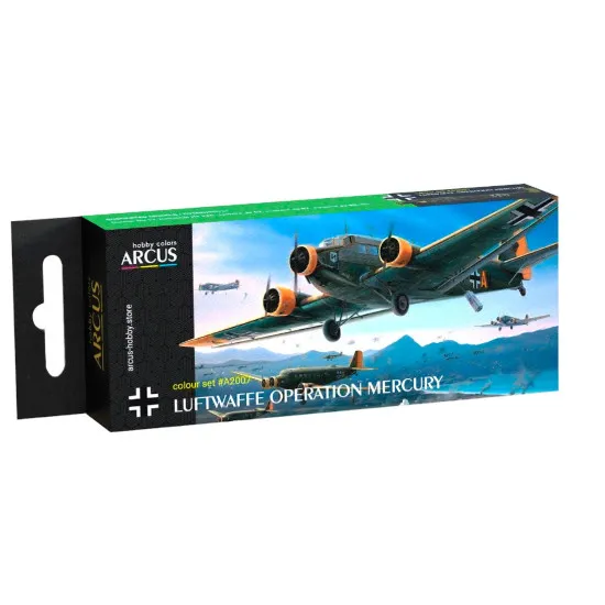 Arcus A2007 Acrylic Paints Set Luftwaffe Operation Mercury 6 Colors In Set 10ml