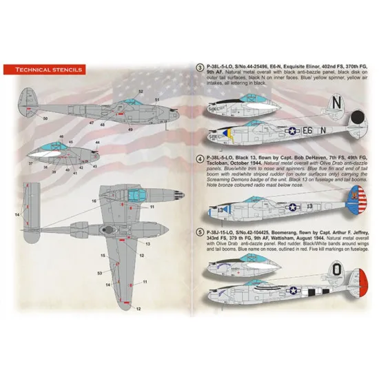 Print Scale 72-498 1/72 Decal For P38 Lightning In Bare Metal Accessories For Aircraft