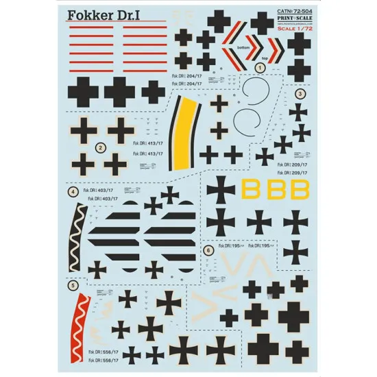 Print Scale 72-504 1/72 Decal For Fokker Dr I Accessories Kit Print Scale 72-504 1/72 Decal For Fokker Dr I Accessories Kit
